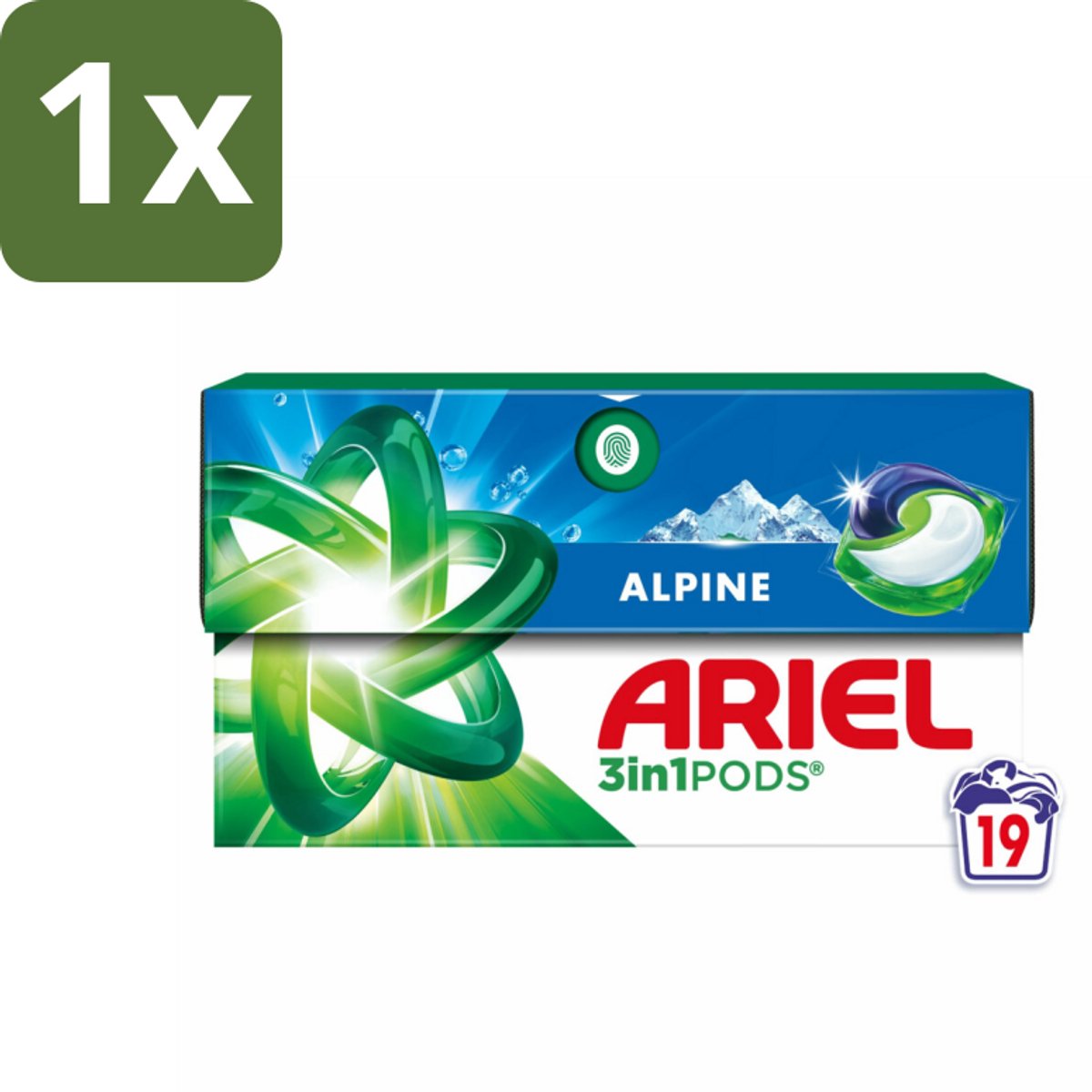 1 x Ariel - 3in1 Wasmiddel Pods - Alpine - 19 Pods - 3 In 1 Wasmiddel - Wasmiddel Pod - Reinigingspod - Vlekverwijdering - Frisse Geur