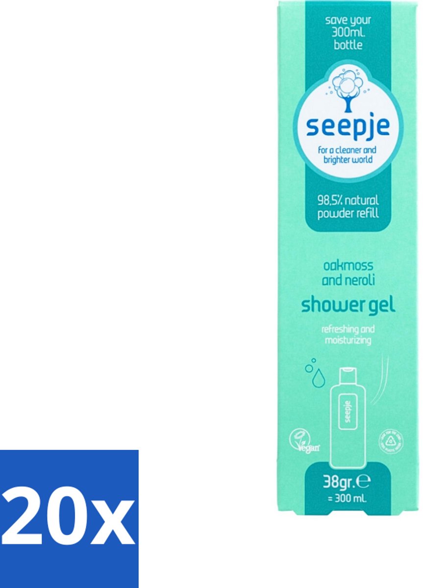 Seepje - Douchegel - Duurzaam & Handig - Eikenmos en Neroli - Navulling - 38 gr - Bulkverpakking - 20 stuks