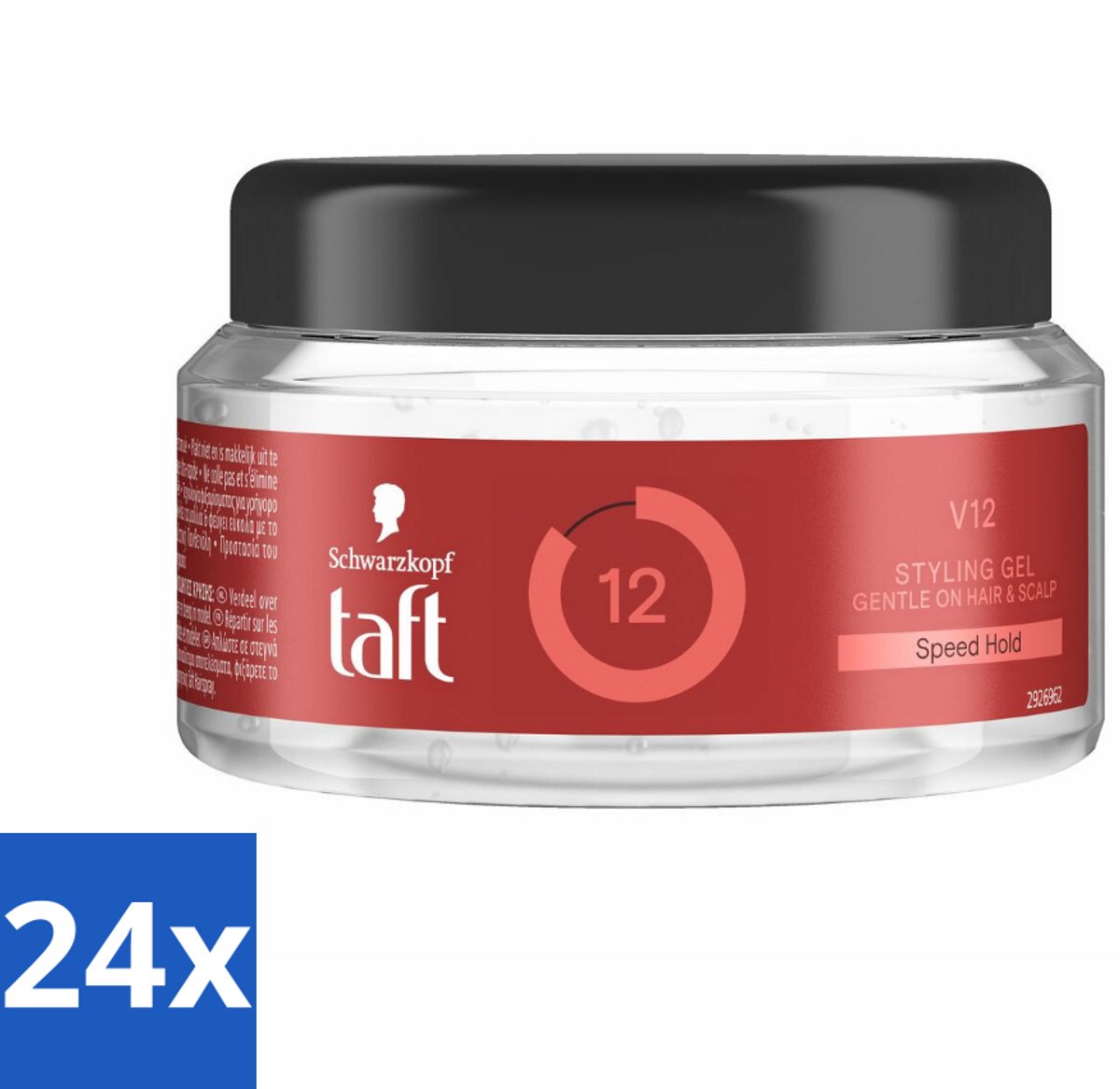 24 x Taft - V12 - Styling Gel - Supersnelle fixatie - 250 ml - Haar Gel - Taft V12 - Snel Drogend - Sterke Fixatie - Styling Gel