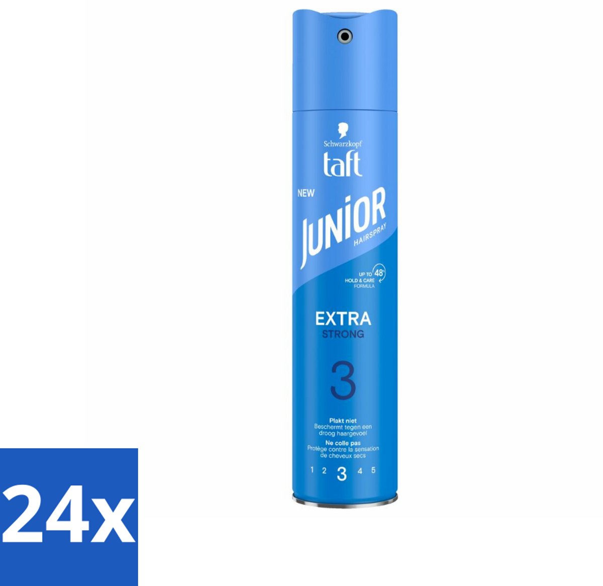24 x Taft - Extra Strong 3 - Junior Haarspray - Stevige kindvriendelijke fixatie - 250 ml - Haarspray Voor Kinderen - Kinderhaarspray - Taft Junior - Sterke Fixatie - 48 Uur Hold
