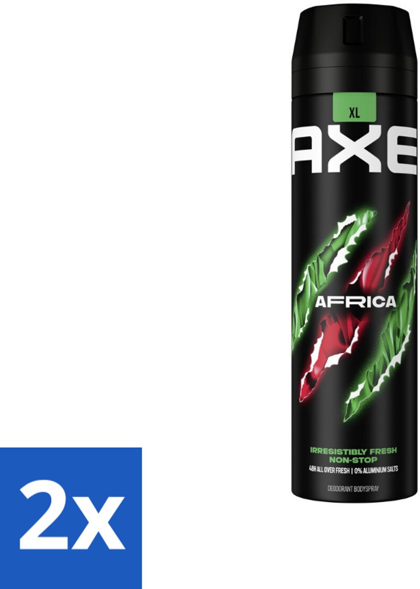 2 x AXE - Deodorant Spray - Africa - Sinaasappel & Sandelhout - Verleidelijk Fris - 200 ml - AXE Deodorant - Mannelijke Geur - Citrusgeur - Sandelhout - 48 Uur Bescherming
