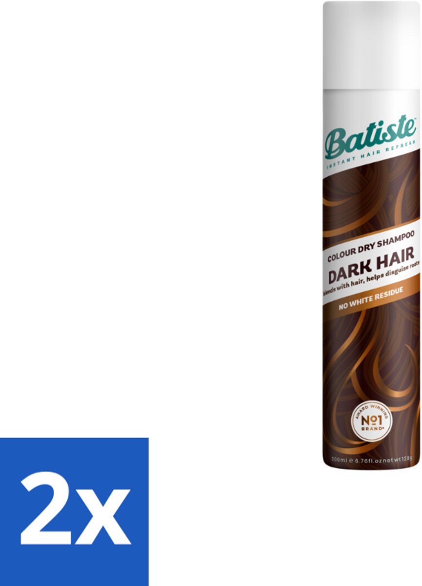 2 x Batiste - Dark & Deep Brown - Droogshampoo - Speciaal Voor Donkerbruin Haar - Verfrist en Geeft Volume - 200ml - Droogshampoo - Donkerbruin Haar - Haarverfrissers - Haarvolume - Haartextuur