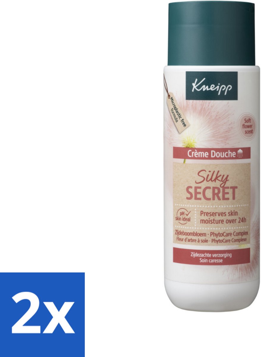 2 x Kneipp - Douchecrème - Silky Secret - 200 ml - Douchecrème - Zijdezachte Huid - Natuurlijke Ingrediënten - Melkproteïnen - Zijdeboombloesem