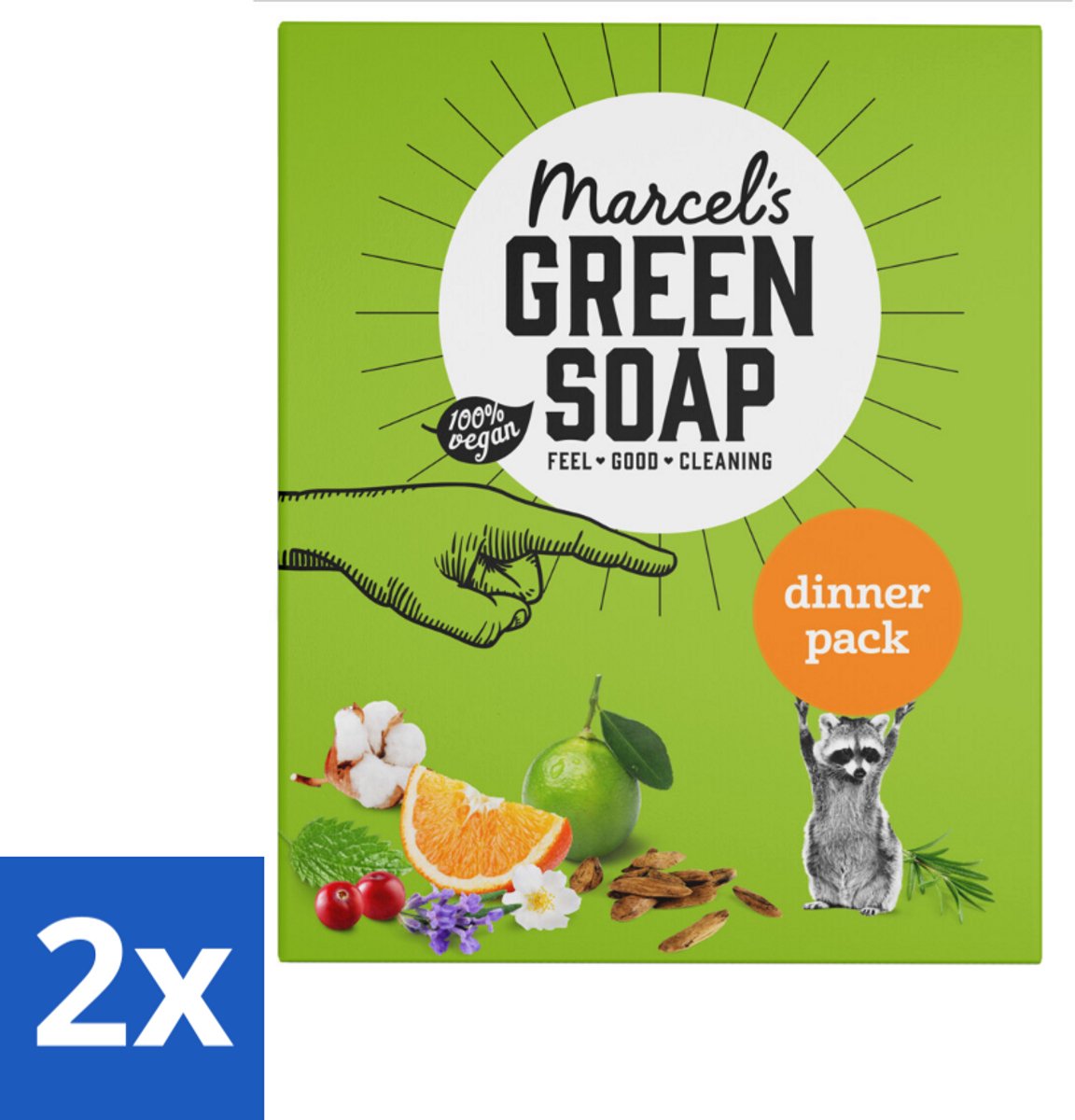 2 x Marcel's Green Soap - Dinner pack - Complete set - Perfect als cadeau - Schoonmaakpakket - Milieuvriendelijk Schoonmaken - Biologische Schoonmaak - Duurzame Schoonmaak - Cadeau Idee