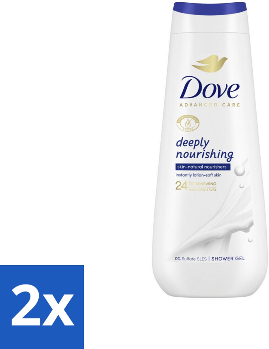 2 x Dove Douchecrème - Deeply Nourishing - 600 ml - Douchecrème - Verzorgende Douchegel - Droge Huid - Hydratatie - MicroMoisture