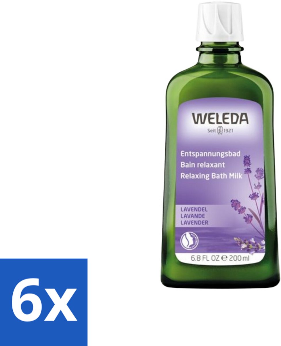 6 x WELEDA - Ontspanningsbadmelk - Lavendel - 200 ml - Lavendel Badmelk - Ontspanningsbad - Aromatherapie - Natuurlijke Badproducten - Weleda