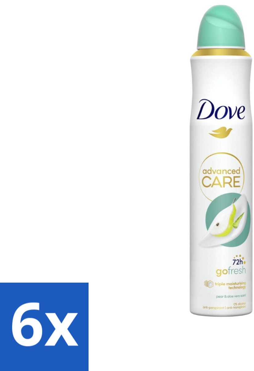 6 x Dove Deodorant Spray - Peer & Aloë Vera - 200 ml - Deodorant Spray - Anti-transpirant - Dove - Peer & Aloë Vera - 72 Uur Bescherming