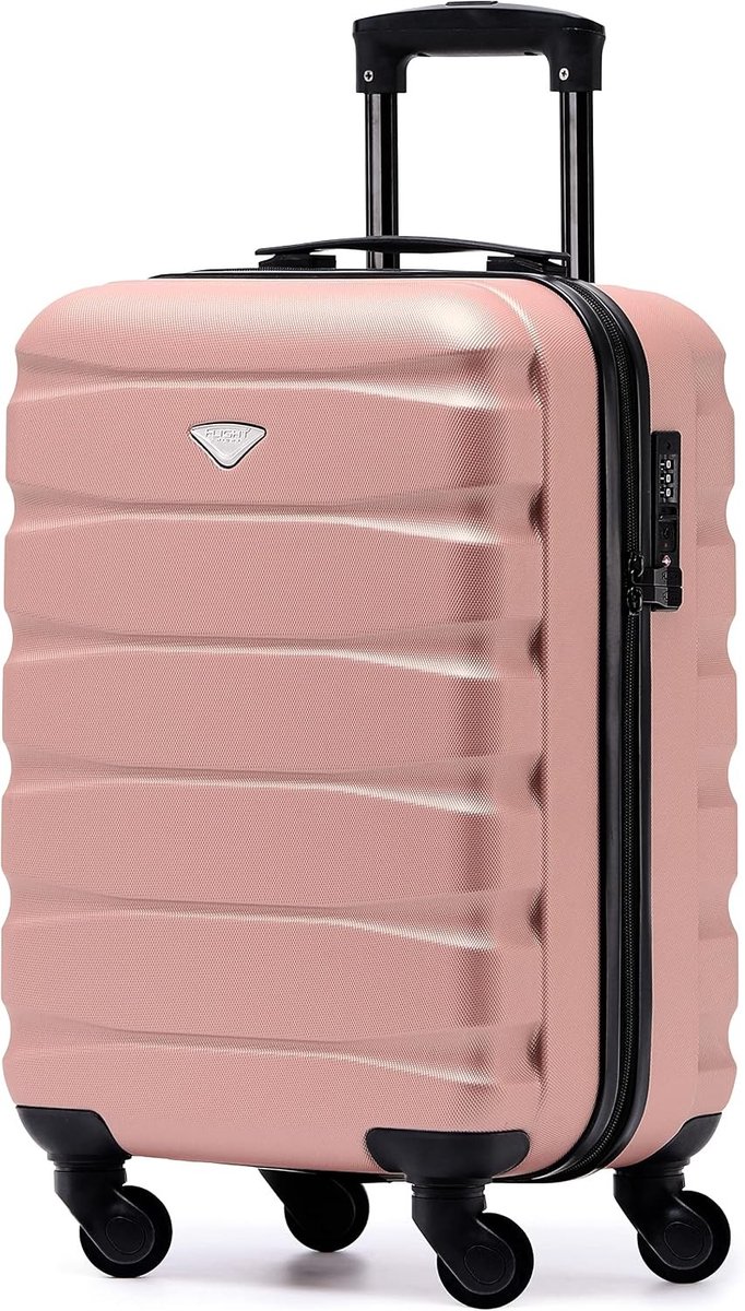 Koffer - Roze/Zwart - 55 x 35 x 25 cm - Lichtgewicht ABS - Voor Handbagage Goedgekeurd