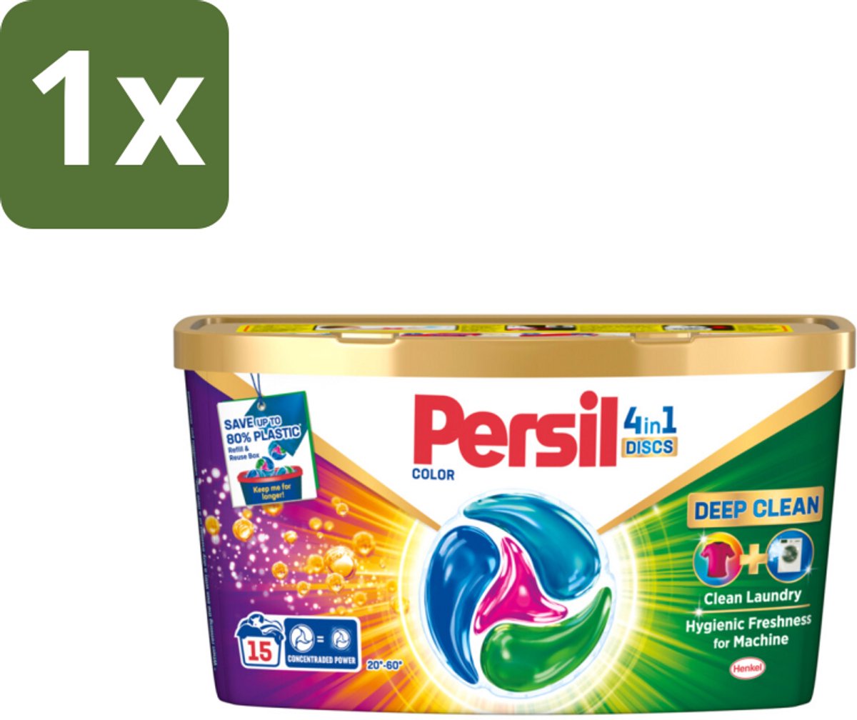 1 x Persil - Wasmiddel - Wasmiddelcapsules Discs Gekleurde Was - Voor Gekleurde Was - 15 wasbeurten - Gekleurde Was - Vlekverwijdering - Kleurbehoud - Vezelbescherming - Frisse Geur