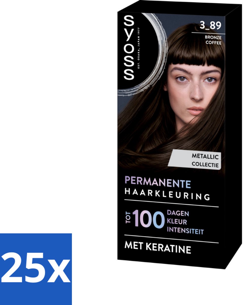 25 x SYOSS - Coloration 3-89 Bronze Coffee - Haarverf - Grijsdekking - Vermindert Haarbreuk - Haarverf - Grijsdekking - Keratine - Haarkleur - Haarverf 3-89