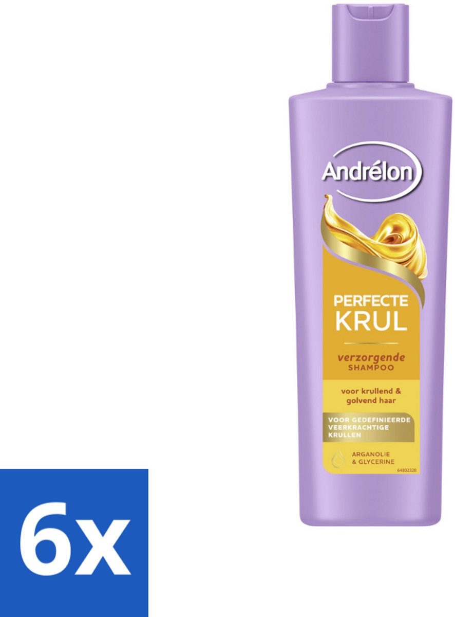 6 x Andrélon – Shampoo – Perfecte Krul – 250 ml - Krullen Verzorging - Krulshampoo - Krulverzorging - Pluisvrij Haar - Kruldefinitie