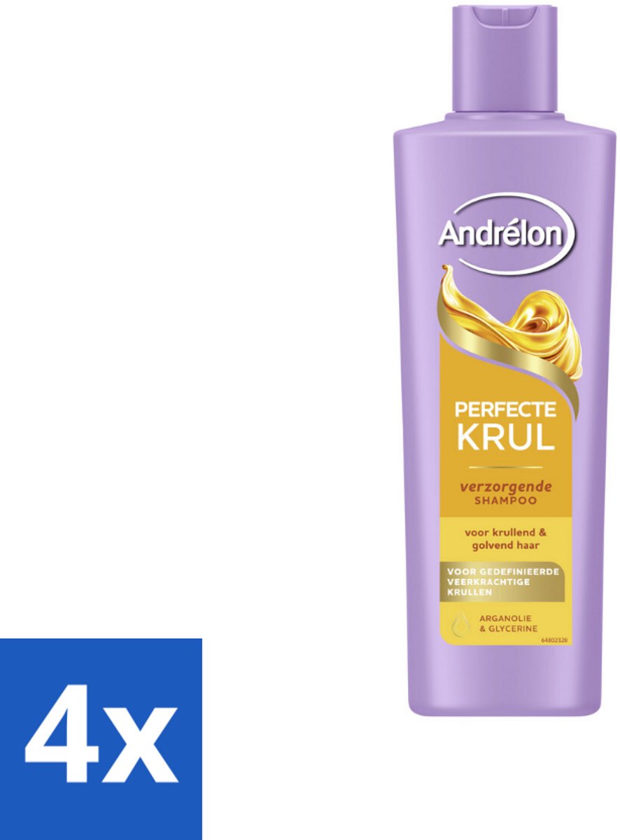 4 x Andrélon – Shampoo – Perfecte Krul – 250 ml - Krullen Verzorging - Krulshampoo - Krulverzorging - Pluisvrij Haar - Kruldefinitie