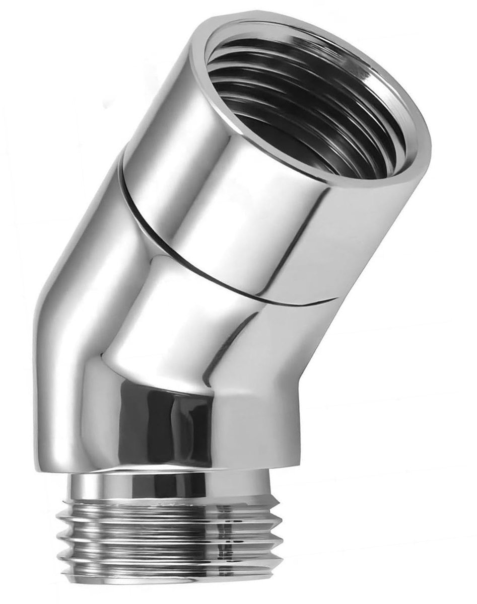 Douchekop adapter - verlengarm 135 graden - roestvrij staal - ideale elleboogconnector voor handdouche - ShopVlot