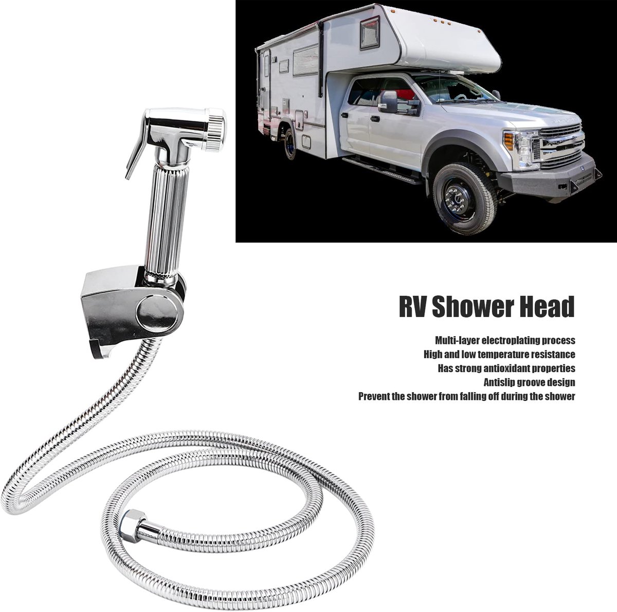 Handheld douchekop kit 1.5m slang - G1/2 binnendraad - waterdicht - ideaal voor buitengebruik - ShopVlot