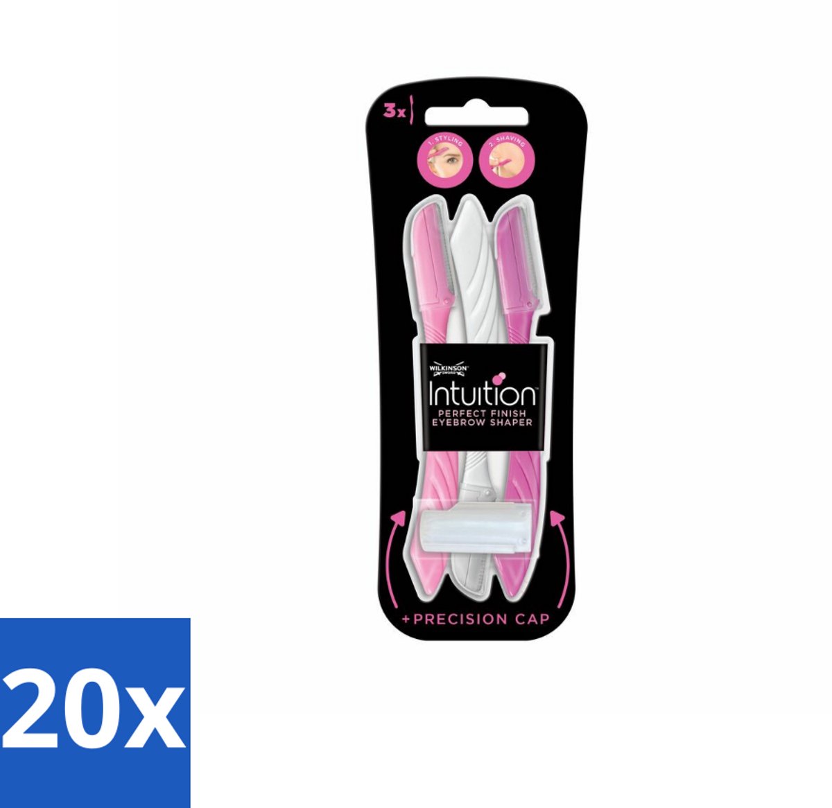 20 x Wilkinson Intuition - Navulmesjes - Wenkbrauw Shaper - Precisie - 3 mesjes - Wenkbrauw Shaper - Wenkbrauw Verwijderen - Haartjes Verwijderen - Exfoliatie - Huid Exfoliatie