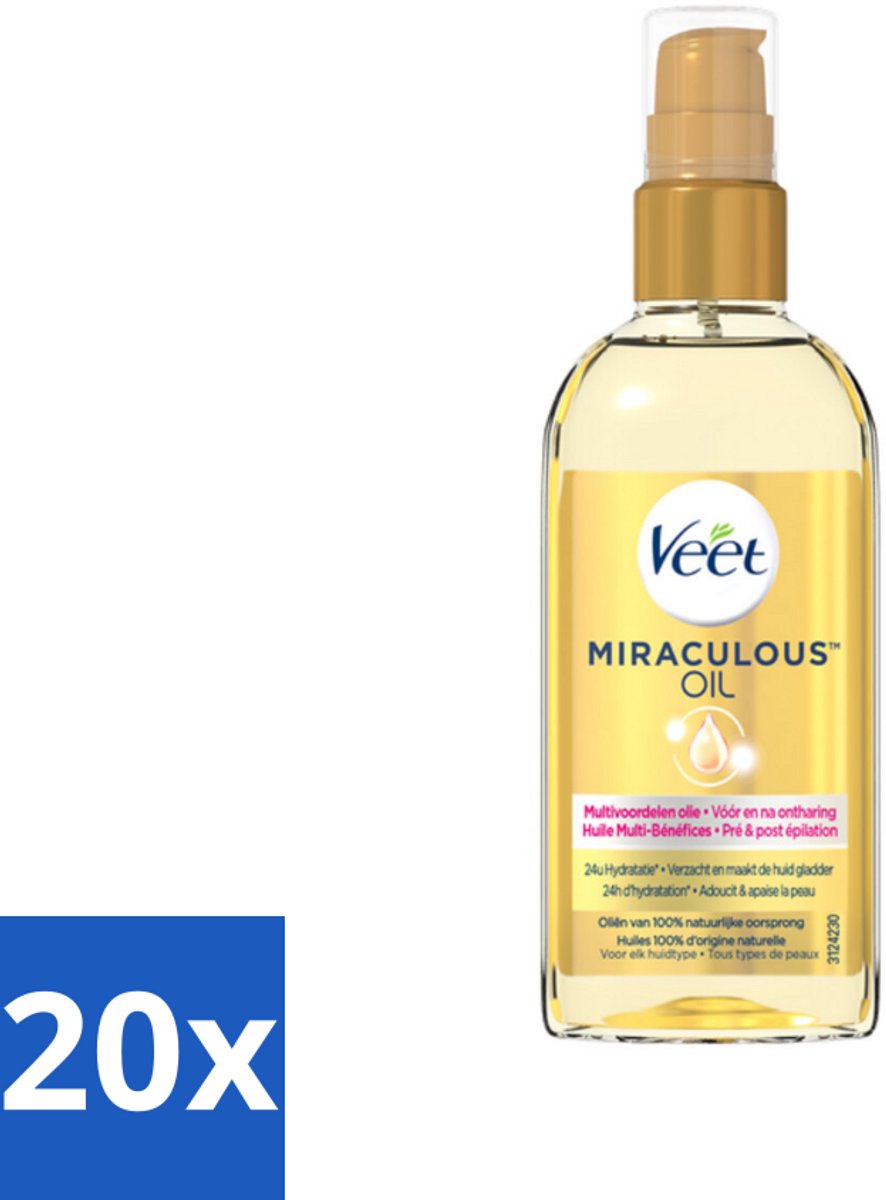 20 x Veet - Aftercare - Natuurlijke Voedende Olie - Voor & Na Ontharing - 100 ml - Voedende Olie Voor Ontharing - Ontharing Voor En Na - Huid Verzorging - Natuurlijke Voedende Olie - Scheerhulpmiddel
