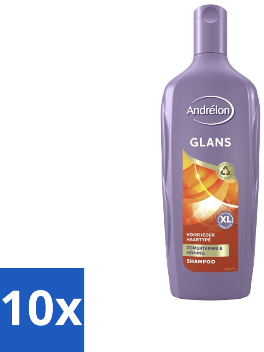 10 x Andrélon - Glans - Shampoo - 450 ml - Haar Glans - Natuurlijke Glans - Zomertarwe Shampoo - Honing Shampoo - Gezond Haar