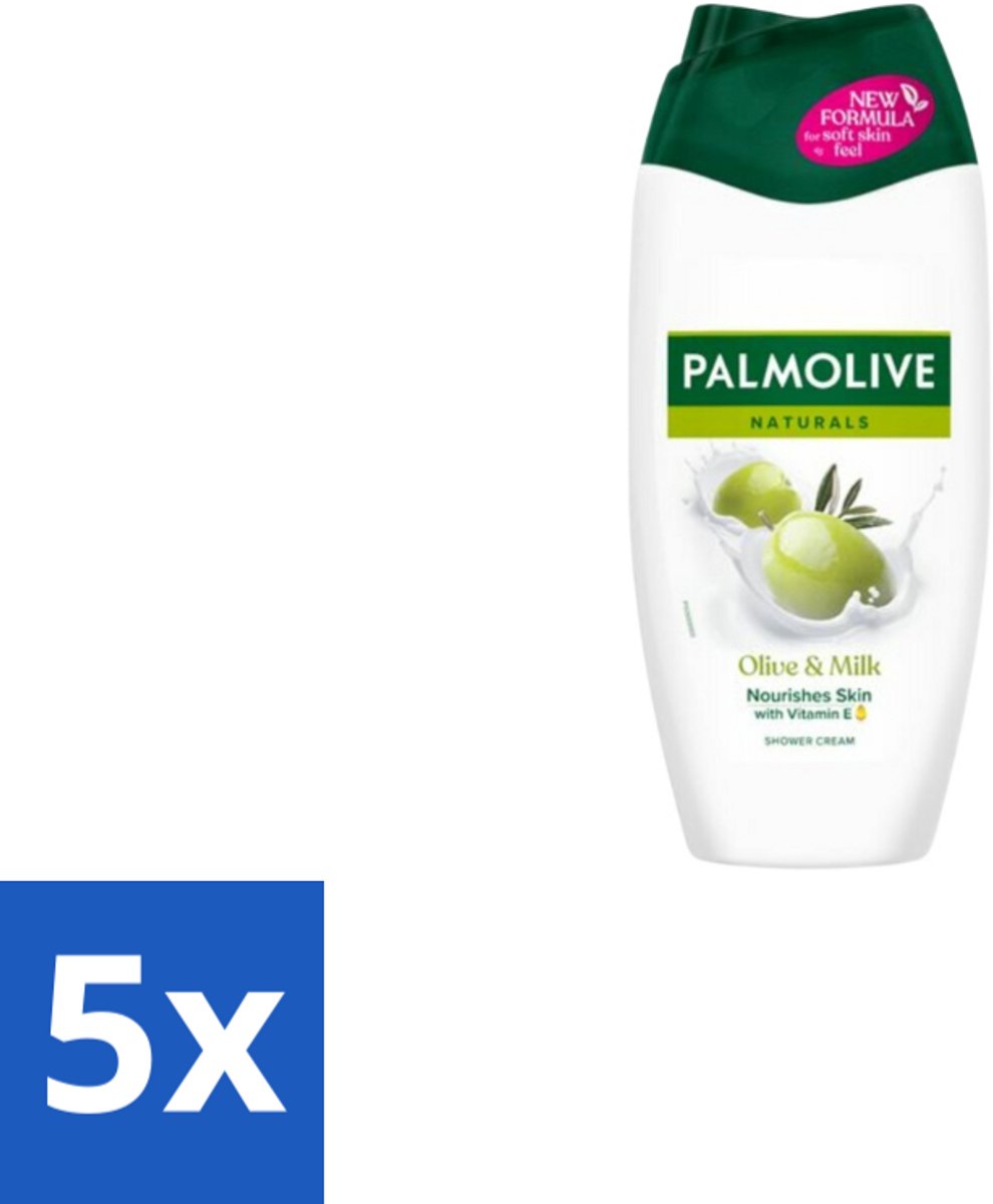 5 x Palmolive Naturals - Olijf & Melk - Douchecrème - Natuurlijk & Verzachtend - 250 ml - Douchecrème - Natuurlijke Huidverzorging - Olijf En Melk - Vegan Douchecrème - Zachte Huid