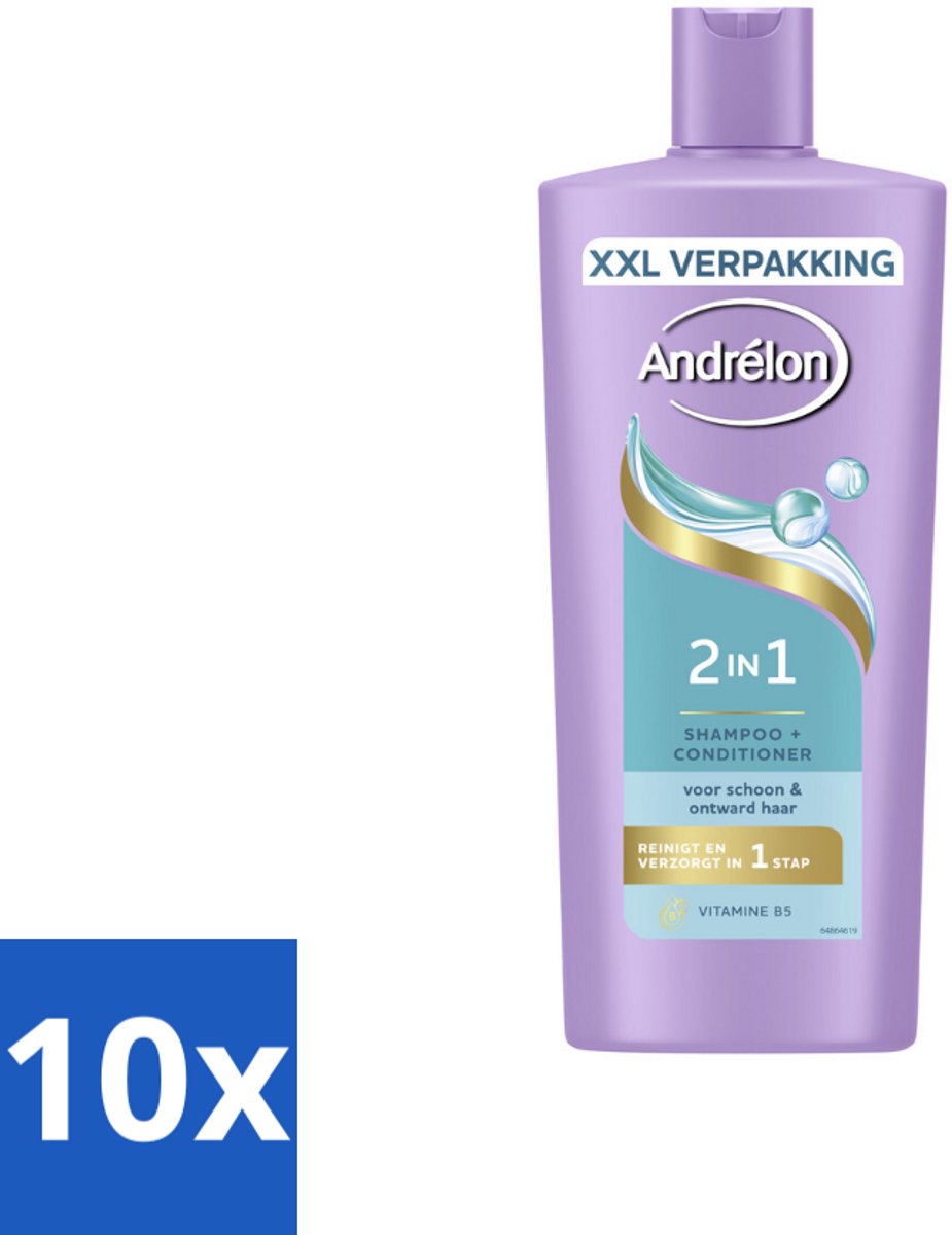 10 x Andrélon – Shampoo 2-in-1 – Iedere Dag – 685 ml - 2-in-1 Shampoo En Conditioner - Haarschoonheid - Haartype - Haartype Voor Alle Haartypes - Haartype Voor Gevoelige Hoofdhuid