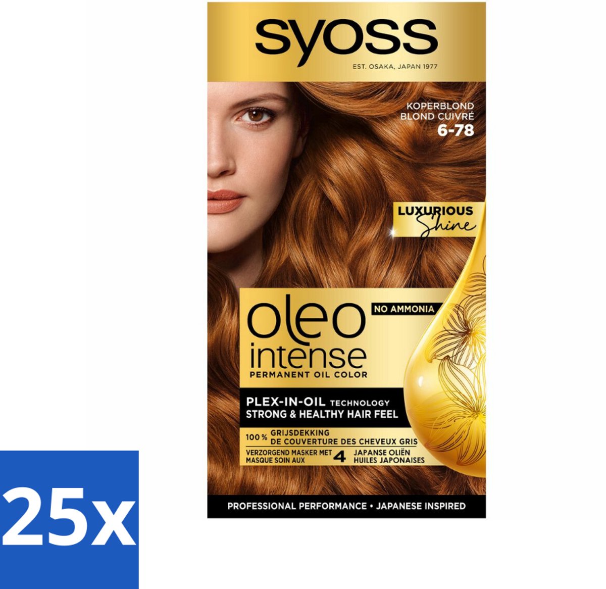 25 x SYOSS - Oleo Intense 6-78 - Haarverf - Permanente Haarkleuring - Koperblond - Langdurige Kleur - Haarkleuring - Koperblond - Permanente Haarkleuring - Olie-formule - Haarverf