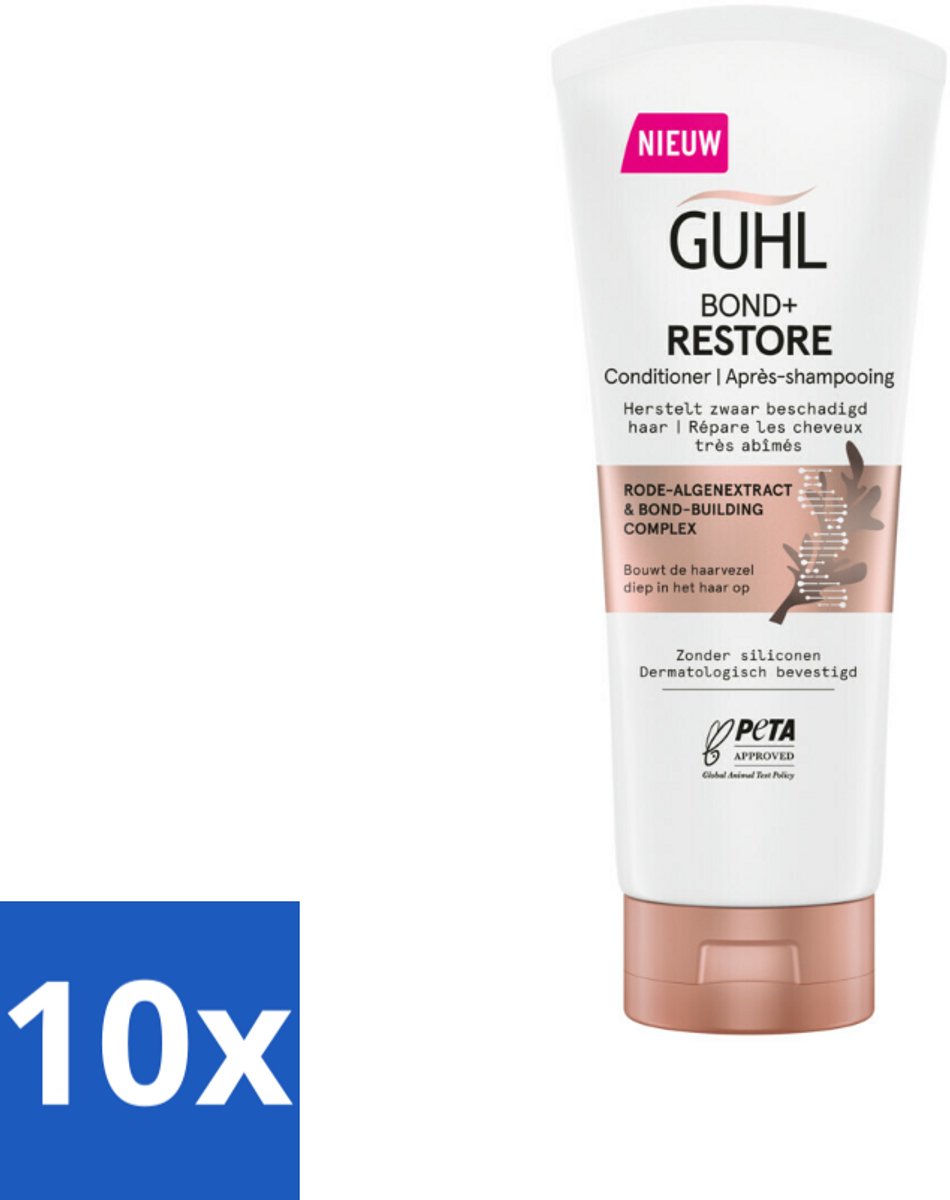10 x Guhl - Conditioner - Bond+ Restore - 200 ml - Herstel Haar - Versterk Haar - Beschadigd Haar - Bond Building - Rode Algen