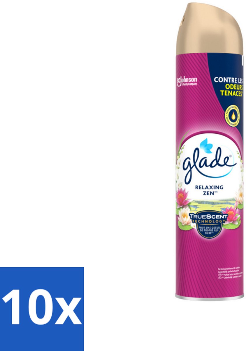 10 x Glade - Luchtverfrisser Spray - Relaxing Zen - 300 ml - Luchtverfrisser Spray - Ontspannende Geur - Frisse Geur - Sandelhout - Appel