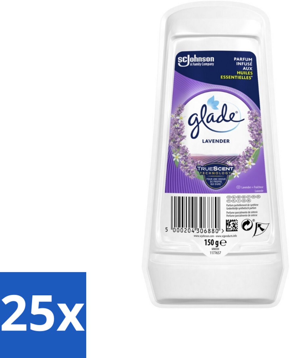 25 x Glade - Gel - Tranquil Lavender & Aloë - 150 g - Luchtverfrisser Gel - Lavendel Geur - Aloe Vera Geur - Rustgevende Geur - Geur Neutraliseren