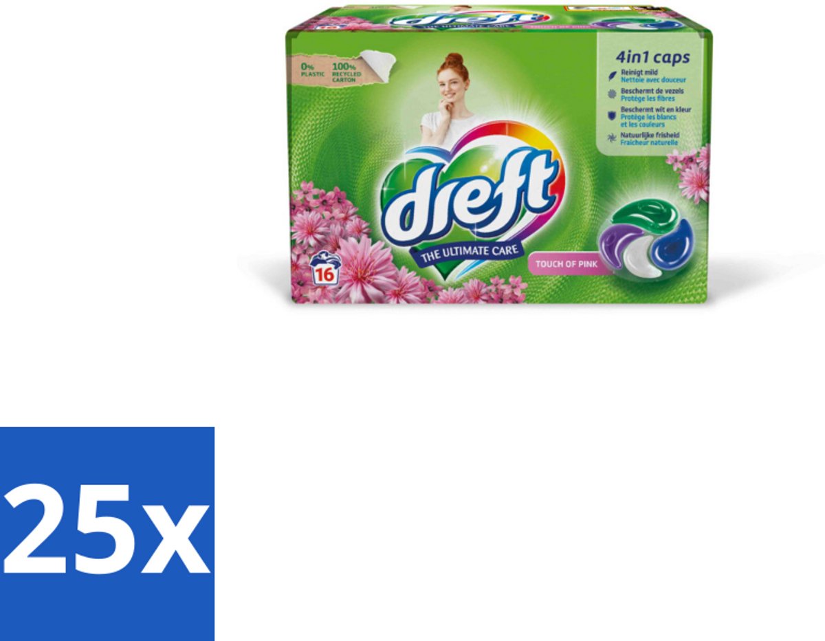 25 x Dreft - Wasmiddelcapsules - Touch of Pink - Geurige verzorging - 16 Wasbeurten - Voordeelverpakking - 25 stuks
