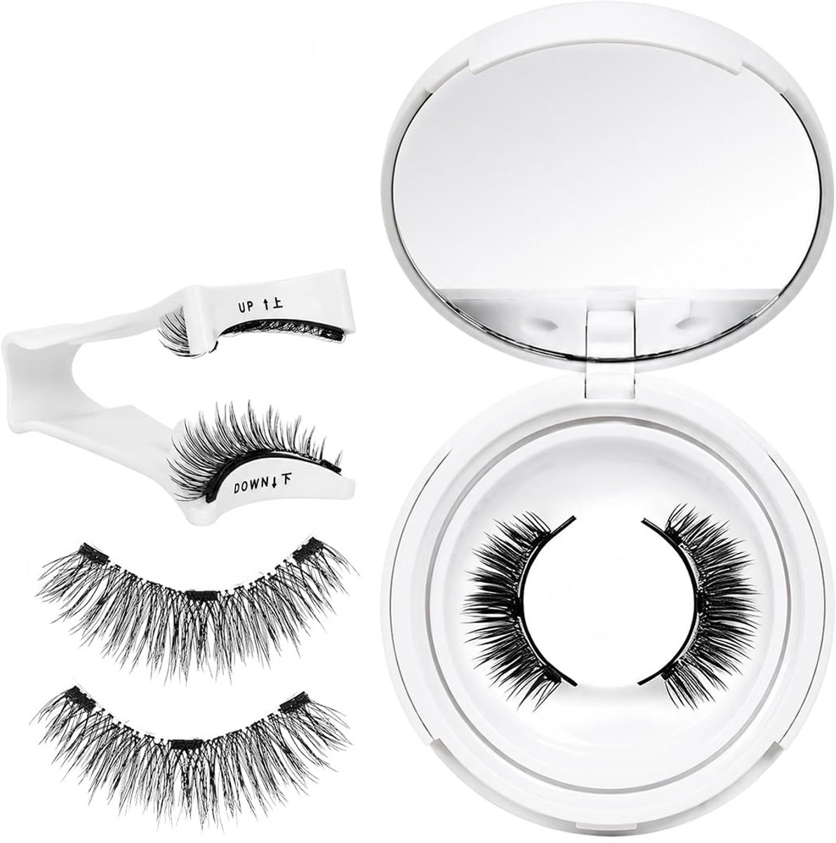 Magnetische kunstwimpers zonder eyeliner - stijl A - herbruikbaar - inclusief applicator en etui met spiegel - ShopVlot