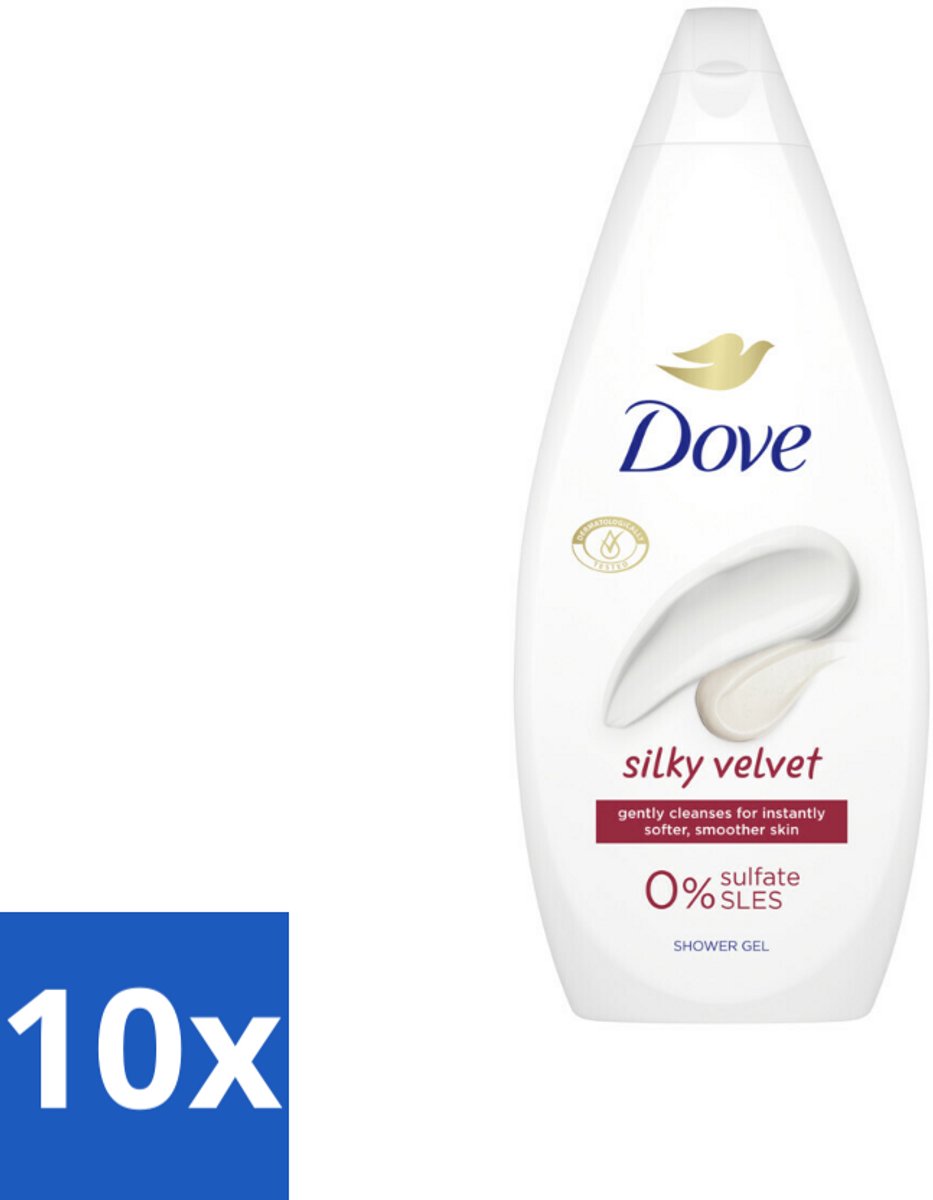 10 x Dove Douchecrème - Silky Velvet - 720 ml - Douchegel - Droge Huid - Silky Velvet - Zachte Reiniging - Dermatologisch Getest