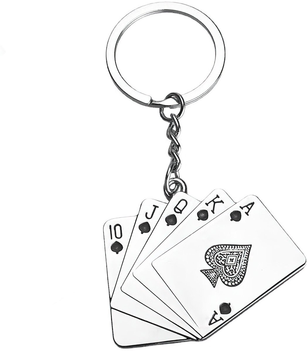 Ainy - Sleutelhanger Kaarten | Pokeren Royal Flush | Metaal Keychain voor kinderen en volwassenen