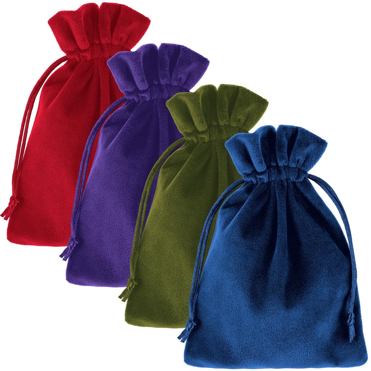 Fluwelen geschenkzakjes 7,08 x 5,11 inch - zachte fluwelen zakken met trekkoord - 4 kleuren - ShopVlot