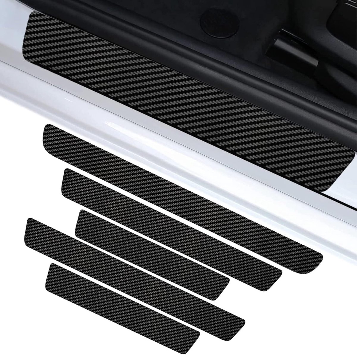Deurlijstbeschermfolie 5 stuks - Carbonfiber - Anti-kras - Voor bescherming van deurkanten - ShopVlot