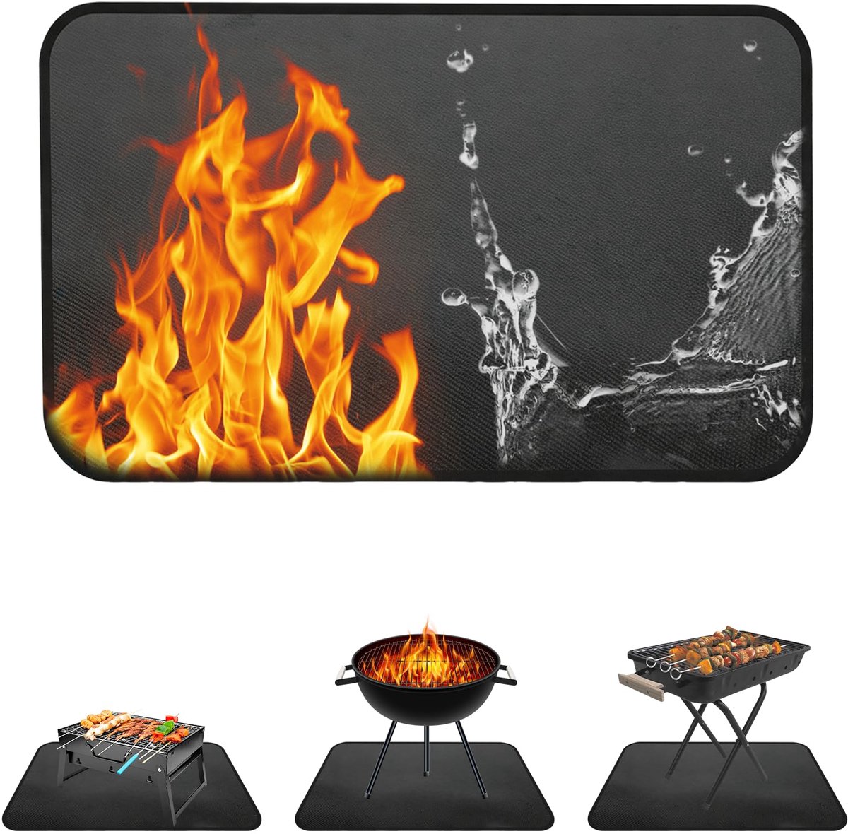 Grillmat onder grill 150x100cm - brandwerende mat - bescherming tegen vlammen - ideaal voor buitengebruik - ShopVlot