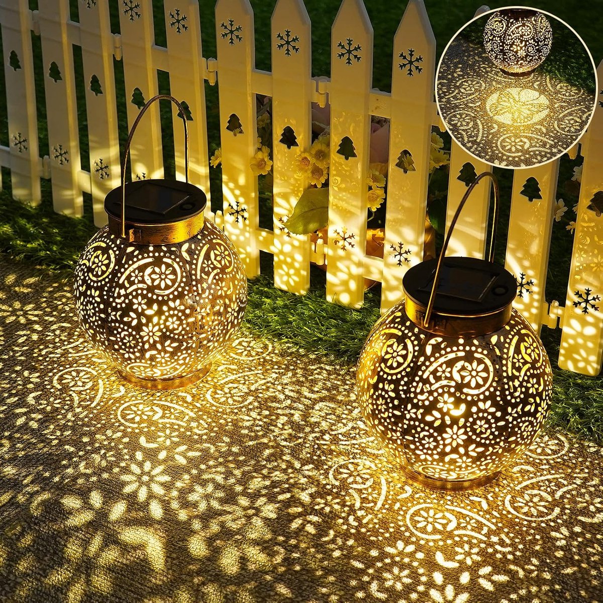 Lantaarn op zonne-energie - 2 stuks vintage led-lampen - IP65 waterdicht - sfeervolle balkondecoratie - ShopVlot