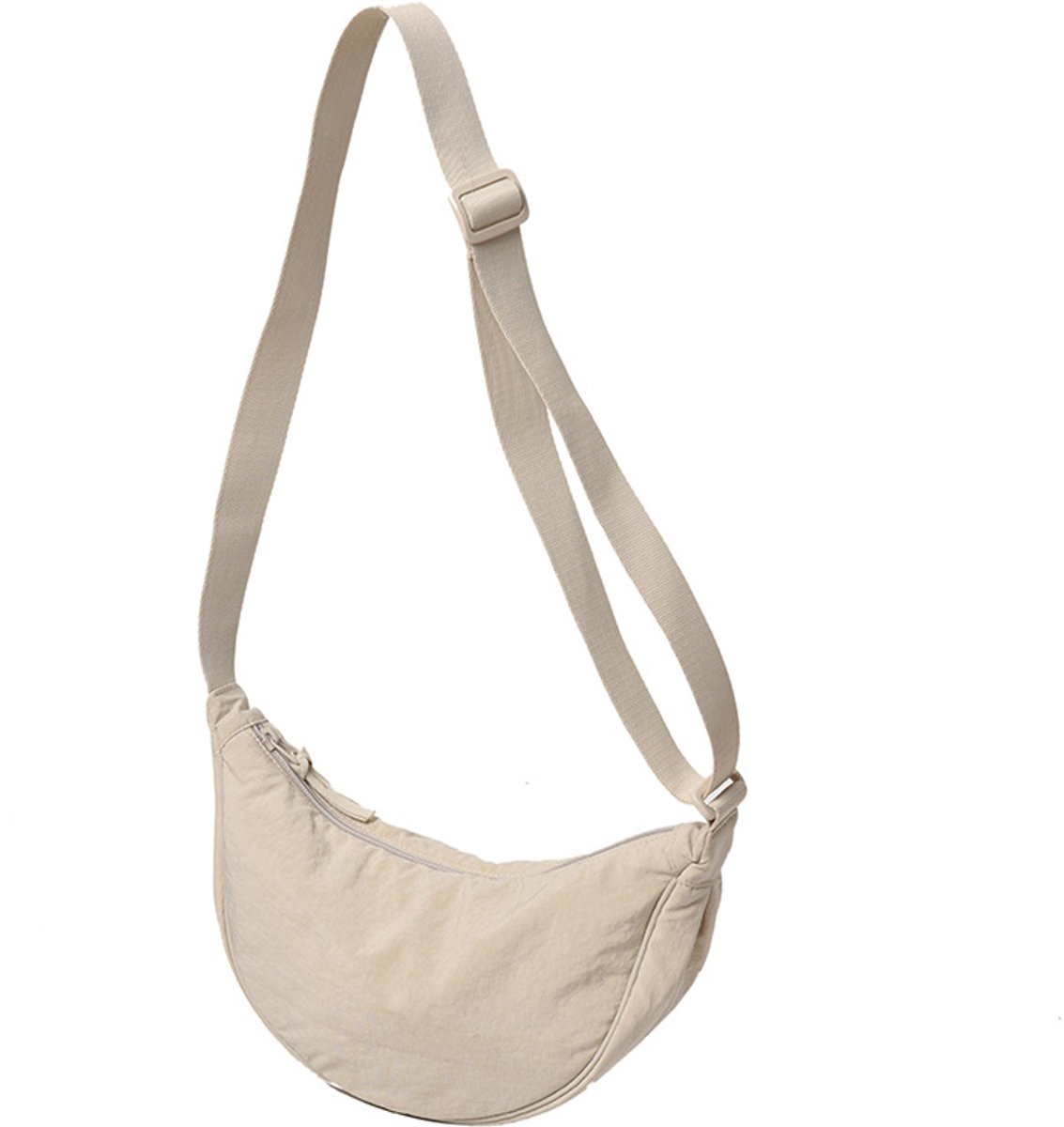 Halvemaanvormige nylon crossbodytas, damesportemonnee, stijlvolle herenportemonnee, compacte reisschoudertas
