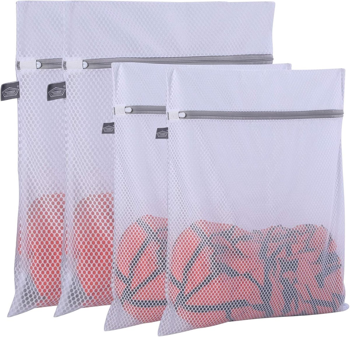 Wasnetjes met ritssluiting - Wit - Set van 4 Waszakken in 2 Maten - Mesh Waszakken voor Delicate Kleding - Voor Wasmachine en Droger