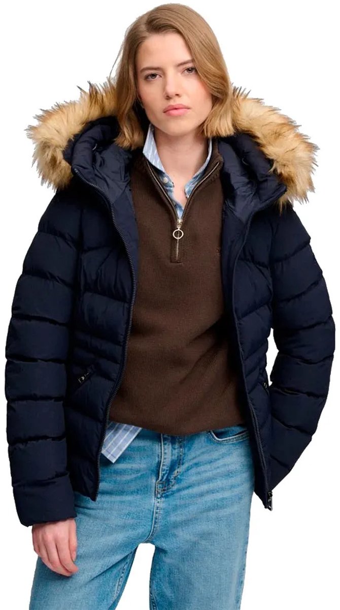 Superdry - Fuji Gewatteerde Jas Met Capuchon En Imitatiebont - Dames - Gewatteerde jassen