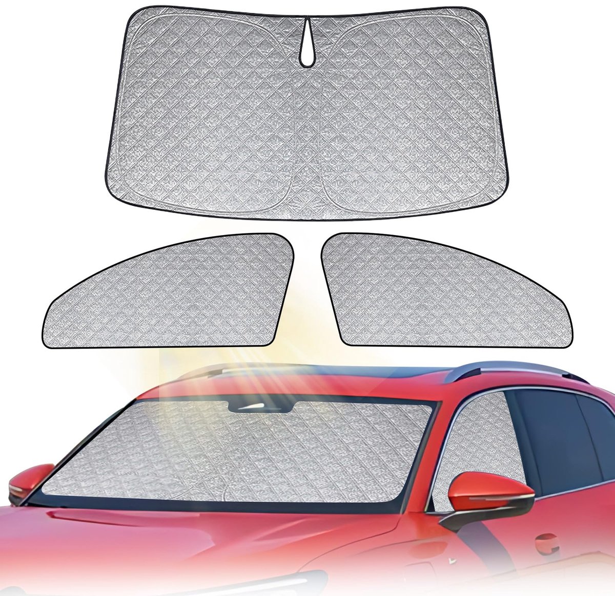3PCS Autozonnescherm compatibel met VW Tiguan 2020-2025, Privacyzonnescherm Voorruitzonwering UV-bescherming voor - ShopVlot