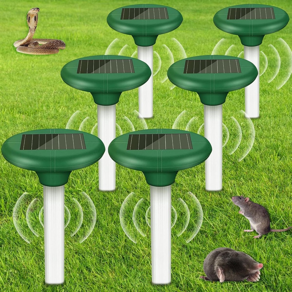 Zonne-mollenverjager - Groen - 2 stuks - Ultrasone Mollenbestrijding op Zonne-energie - Voor Tuin en Boerderij