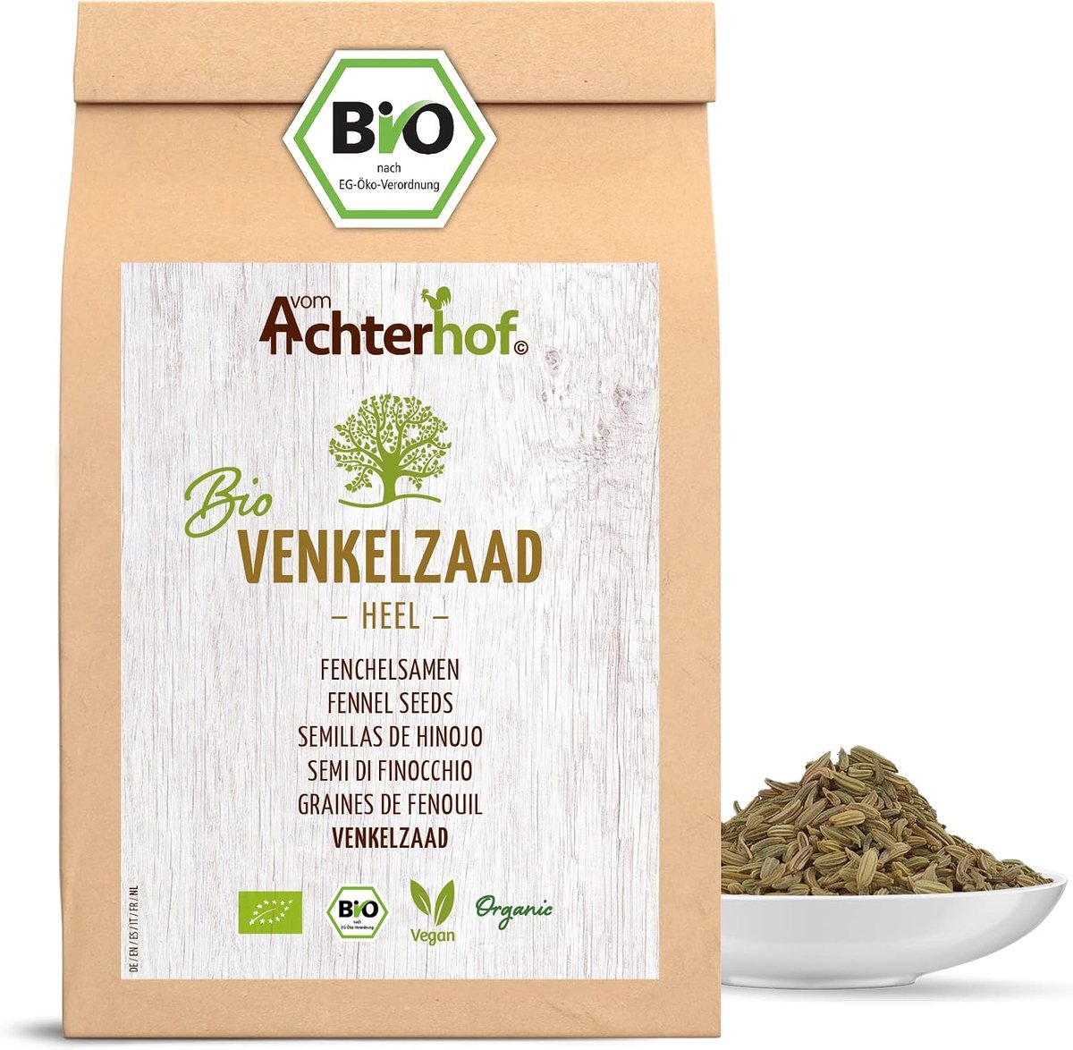 Fennel seeds whole organic 500g - Fennel seeds in organic quality - Fennel tea - mild, sweet taste - ShopVlot