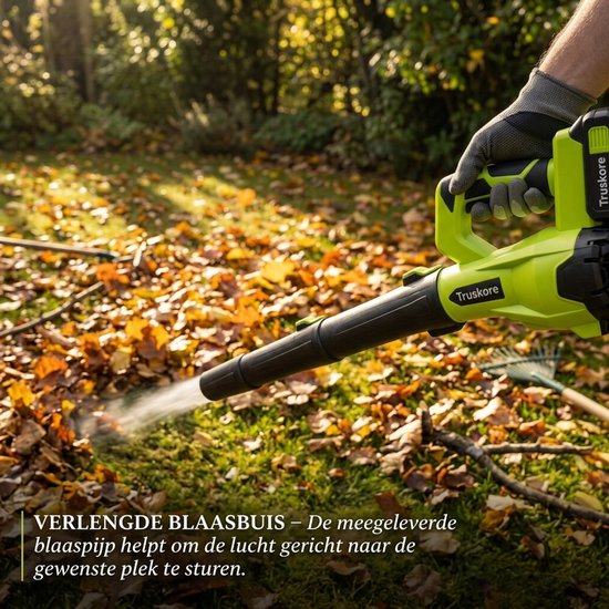 Truskore Accu Bladblazer -Draadloze Bladblazer - Lichtgewicht en Krachtig - 260km/u Luchtsnelheid - Geschikt voor Bladeren en Tuinafval - Incl. 2x Accu's (4.0Ah) van Truskore — afbeelding 5