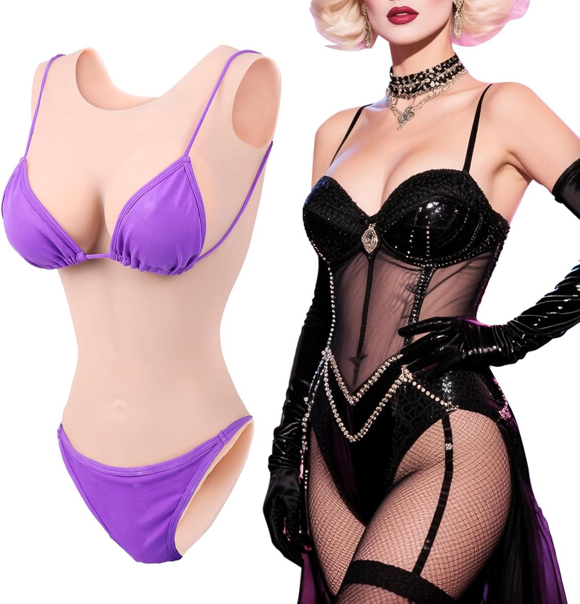 Silicone Crossdresser Bodysuit Prosthetic Swimsuit Style for Men Drag Suit Female Appearance Artificial Fake Vagina & - ShopVlot