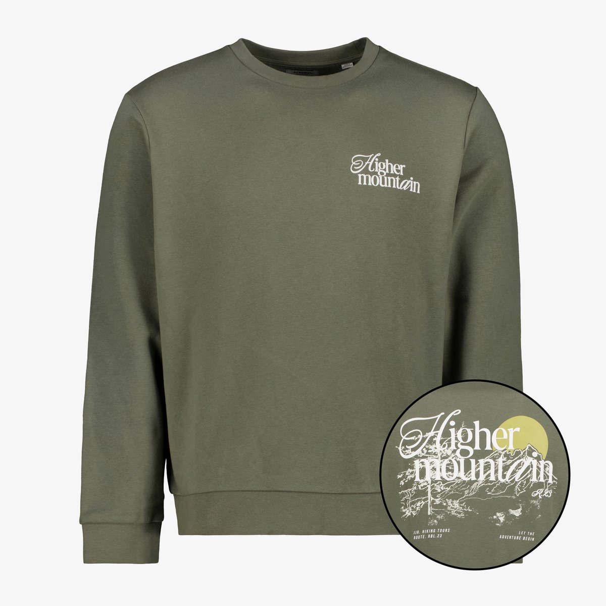 JJ REBEL heren sweater met backprint groen - Maat XL