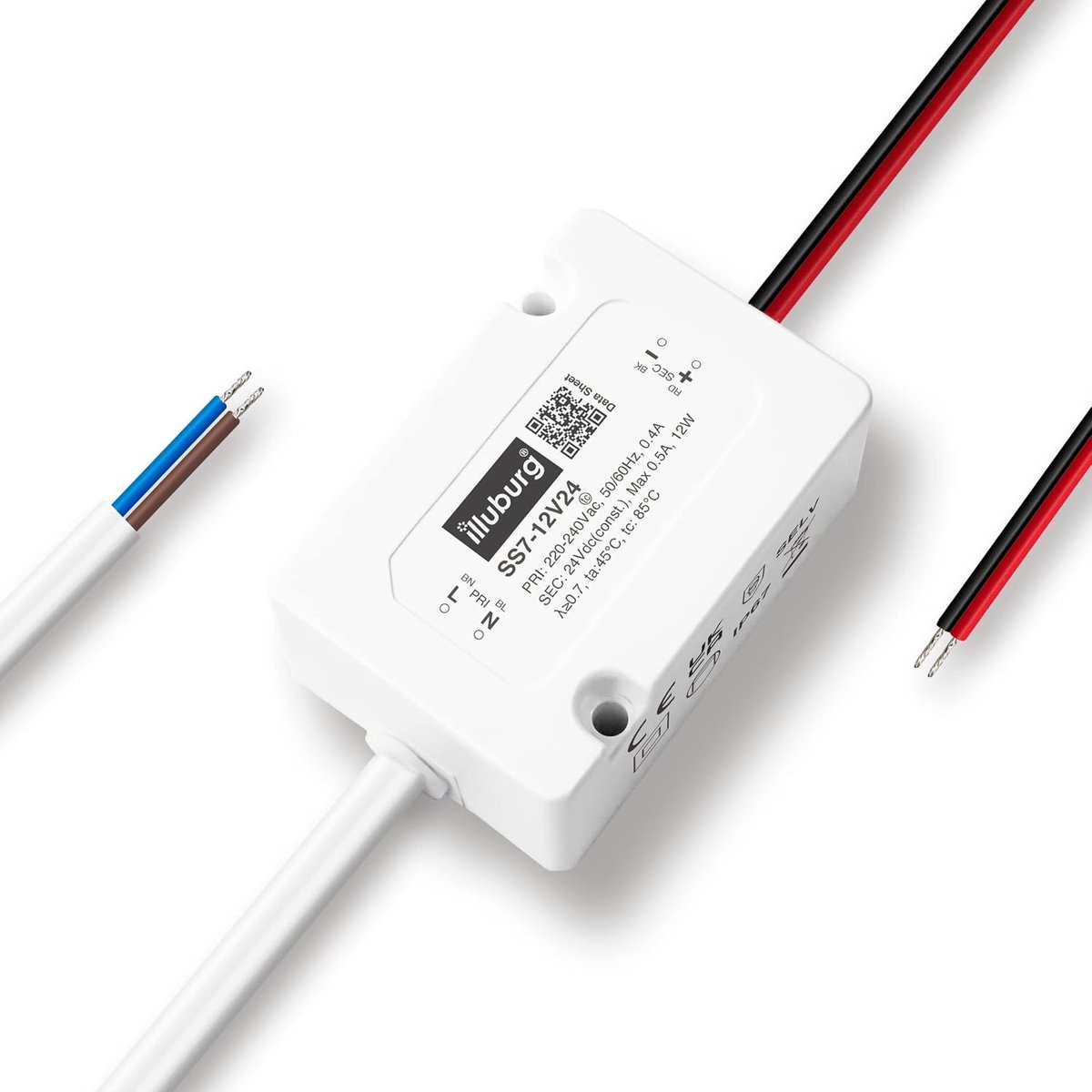 LED transformer 24V 12W - waterdicht IP67 - compact formaat 57x40x26mm - flicker-free voor LED strip lamp - ShopVlot