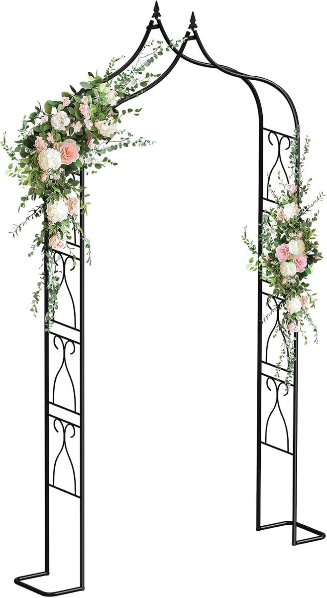 Metalen tuinprieelboog, stalen frame, tuinboog voor klimplanten, rozen, groenten, boogvormige latwerkpoort met - ShopVlot