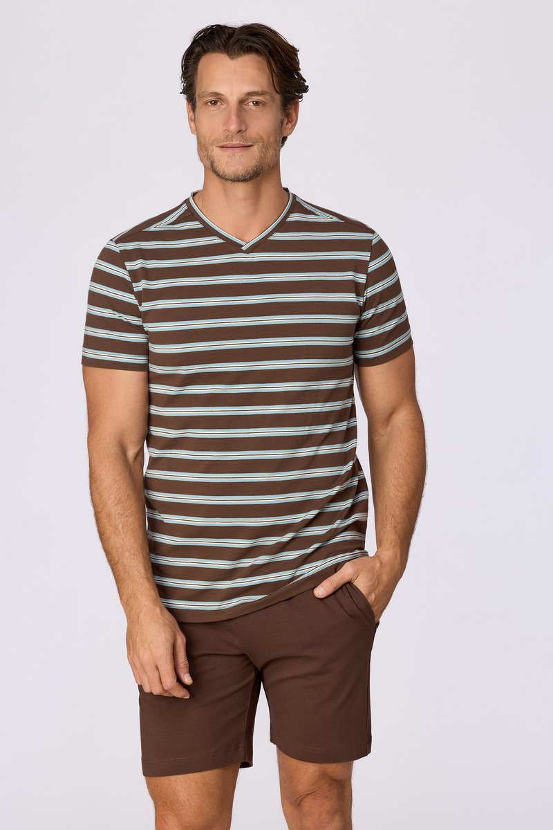 Woody Heren pyjama bruine streep - maat XL