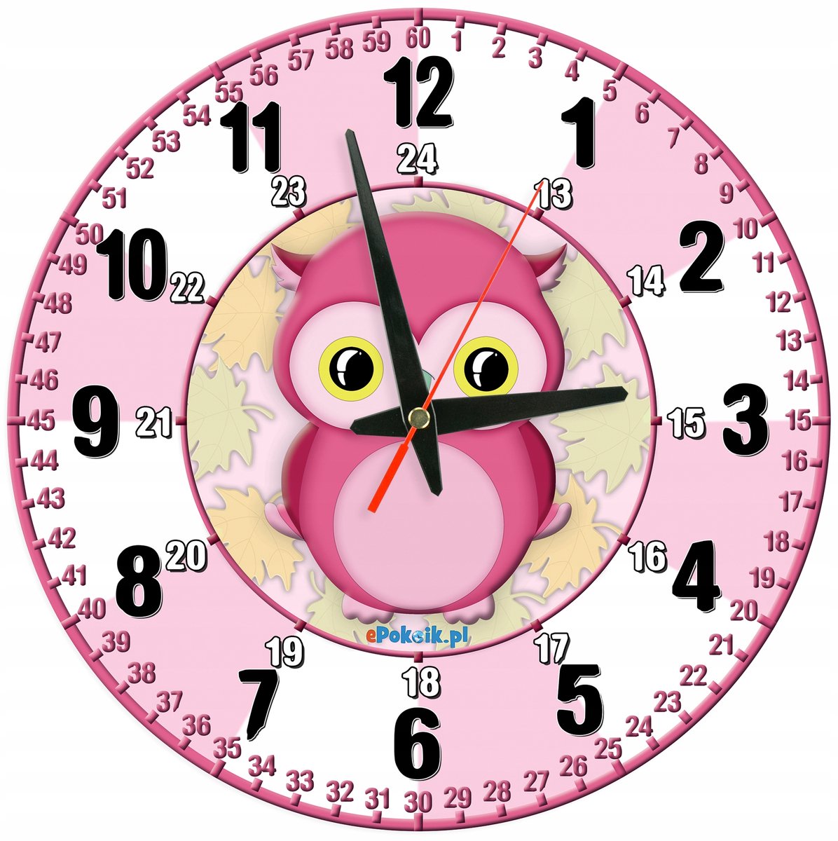 Educatieve kinderwandklok - Stille Uurwerk - Uil Design