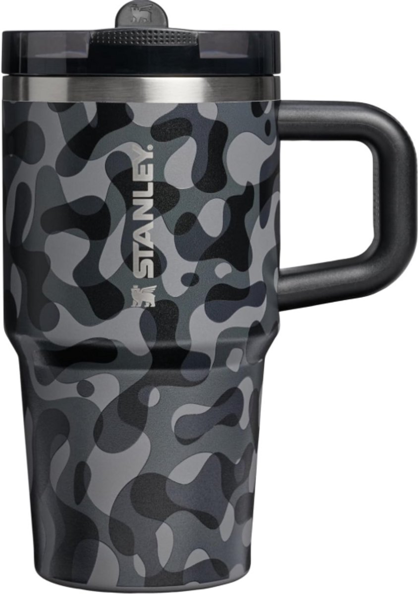 STANLEY Quencher ProTour Flip Straw Tumbler 20oz (Black Interfusion) - Lekvrije Drinkbeker met Rietje & Handvat – RVS Geïsoleerd – BPA-vrij – Cupholder Geschikt