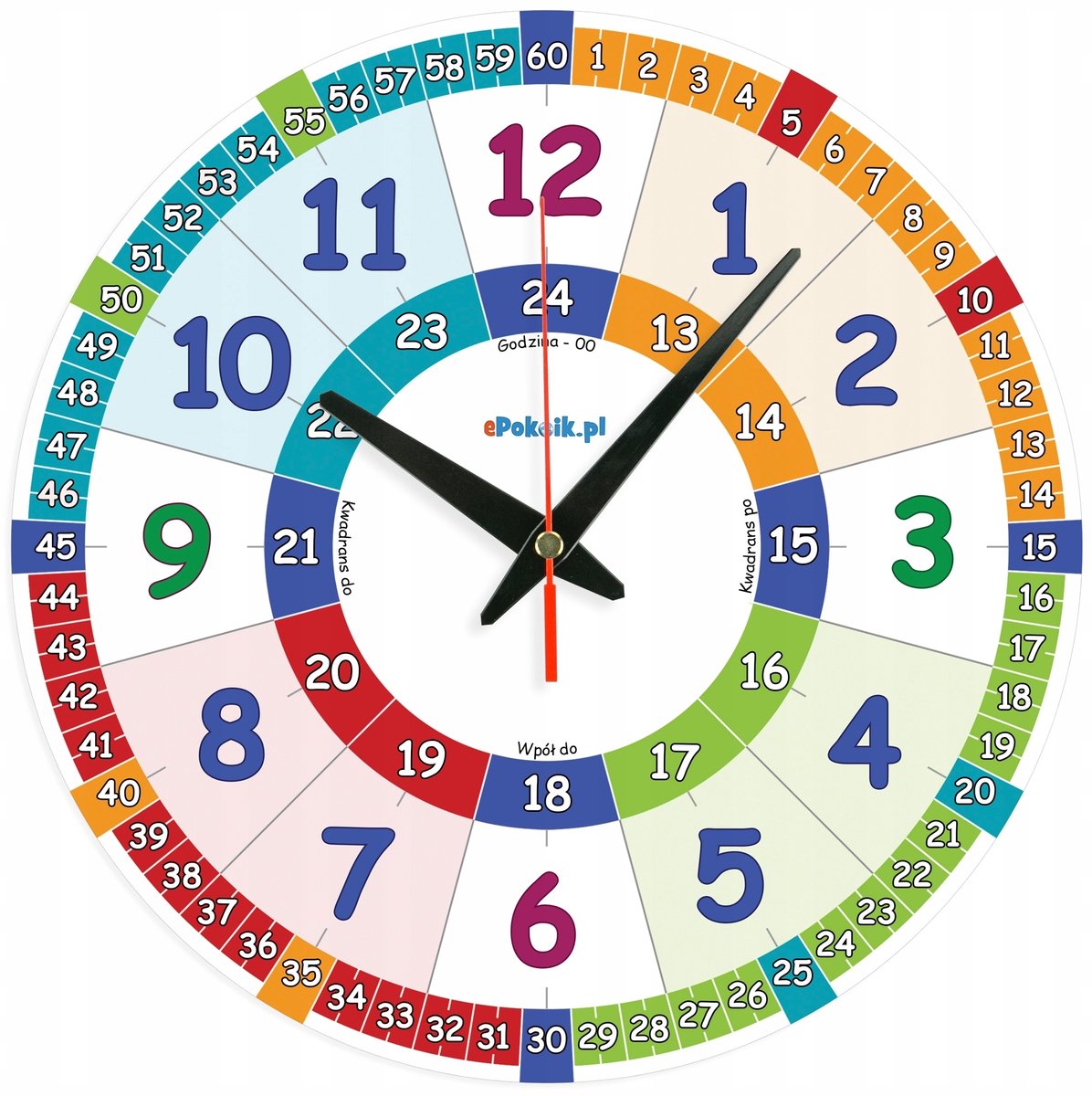 Educatieve Wandklok Kinderen - Stil Lopend Uurwerk - 29cm